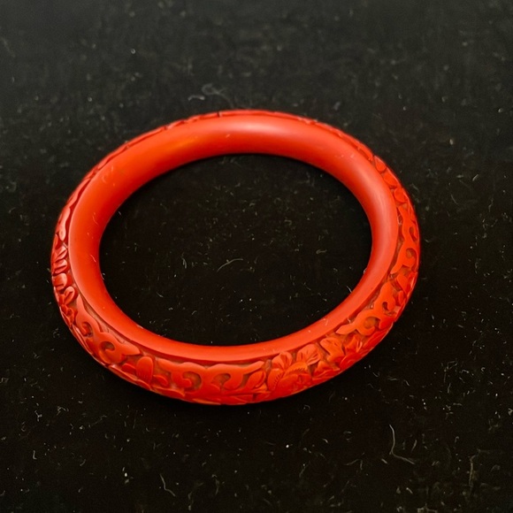 Vintage Jewelry - Vintage Cinnabar Bangle Bracelet